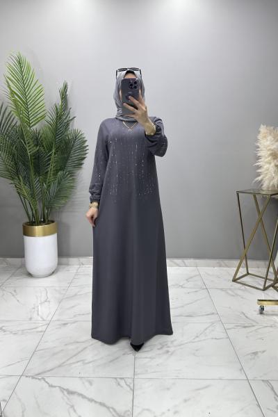 AJDA ABİYE ELBİSE FÜME  Füme