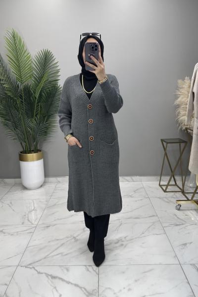 Azize Hırka Gri Gri