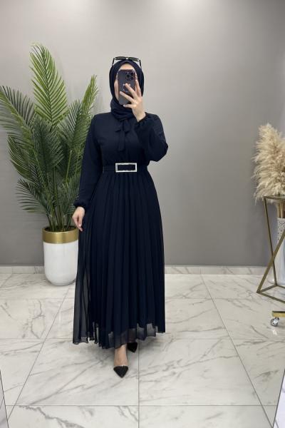 Banu Şifon Elbise Lacivert  Lacivert