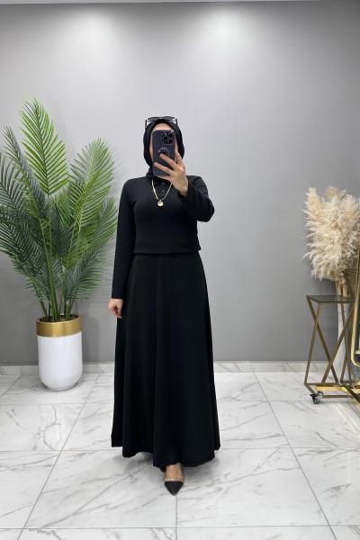 Dilşah Etek Siyah Siyah