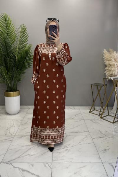 İclal Elbise Kiremit Kiremit