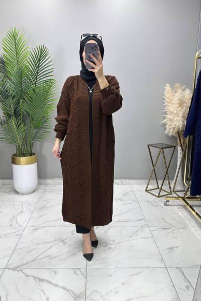 Kiraz Örgü Triko Hırka Kahve Kahverengi