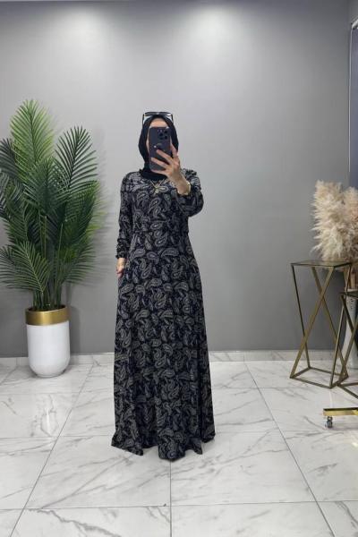 Liya Kruvaze Yakalı Elbise Siyah Siyah