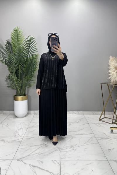 MELEK ETEKLİ TAKIM SİYAH  Siyah