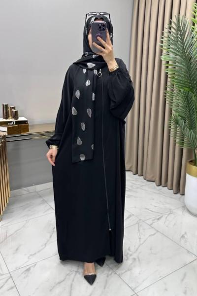 Şallı Ferace Gümüş Gri