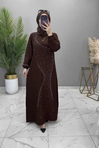 Şükran Elbise Kahve Kahverengi