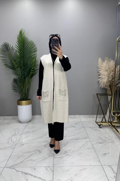 Zincir Yelek Taş Taş Rengi