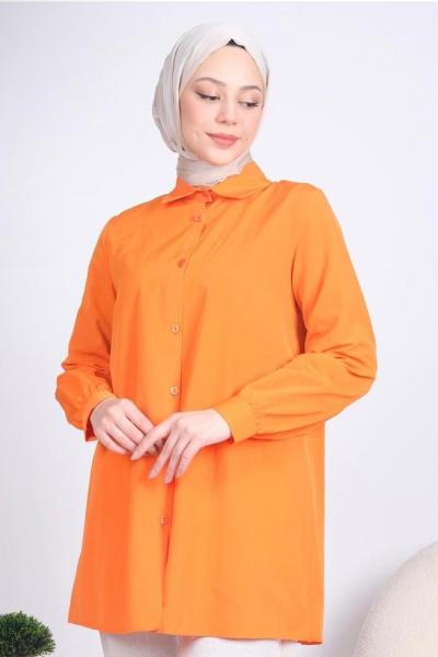 Düğmeli Manşetli EDA Gömlek-Turuncu