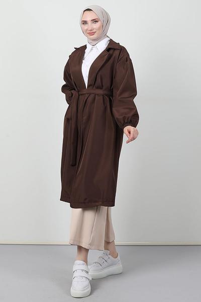 Kuşaklı Trençkot - Kahve