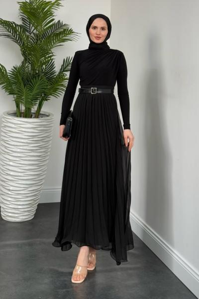 Nehir Tül Etek Kombin - Etek Siyah -Buluz - Siyah