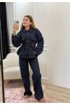 Patlı Yaka Denim Ayla Kot Takım 