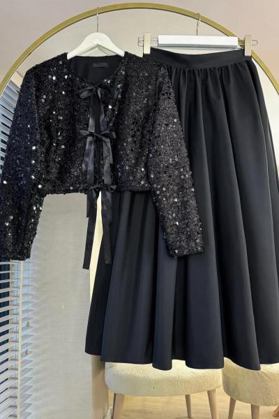 Pul Payet Etekli Takım - Siyah